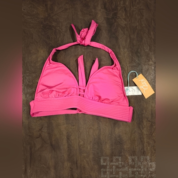 Kona Sol Other - ❗ NWT Kona Sol Pink Halter Neck Bikini Top Size Medium